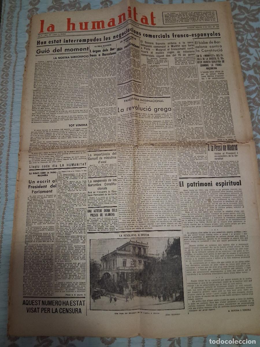 Collezionismo di Riviste e Giornali: HUMANITAT, La (Peri&oacute;dic, Fundador L. Companys):949, 6 de mar&ccedil; de 1935