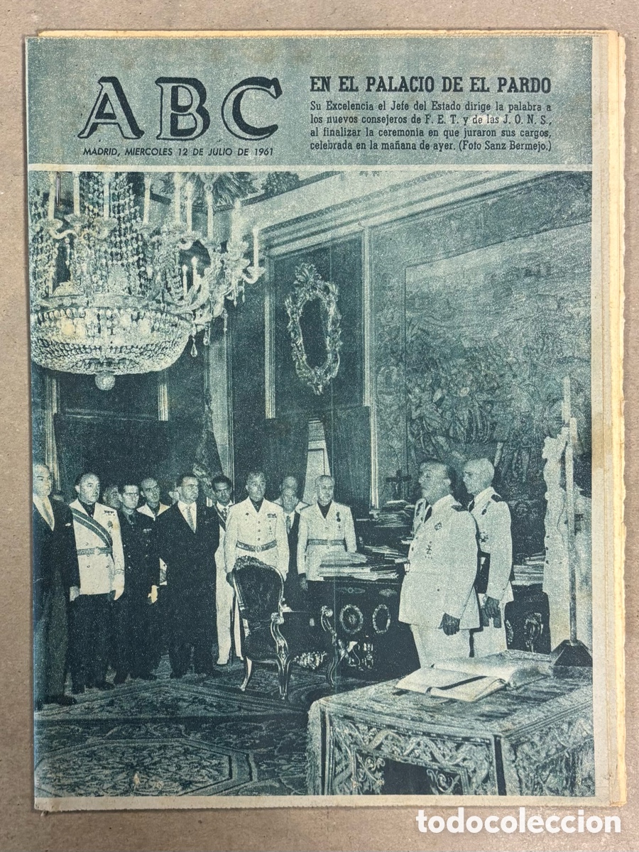 Coleccionismo de revistas y peri&oacute;dicos: ABC (12 JULIO 1961) CONSEJEROS FET Y JONS CON FRANCO, ARTE ROM&Aacute;NICO EN BARCELONA, TOUR FRANCIA