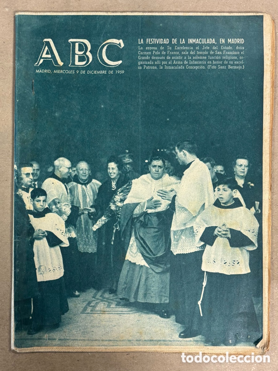 Coleccionismo de revistas y peri&oacute;dicos: ABC (9 DICIEMBRE 1959) FESTIVIDAD INMACULADA EN MADRID, FESTIVAL EXALTACI&Oacute;N DANZA ESPA&Ntilde;OLA