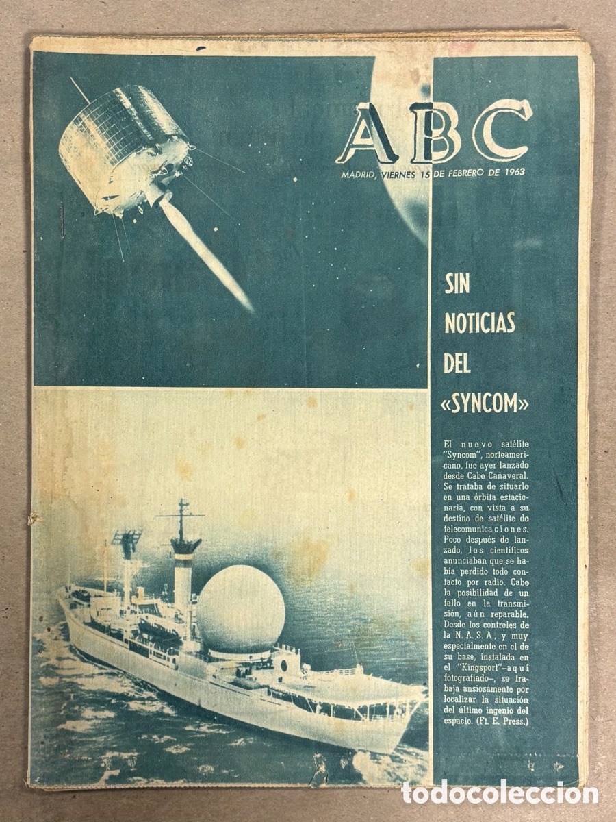 Coleccionismo de revistas y peri&oacute;dicos: ABC (15 FEBRERO 1963) SIN NOTICIAS DEL SYNCOM, MEJORAS FERROVIARIAS VIGO, BARRUTIA GANADOR ETAPA