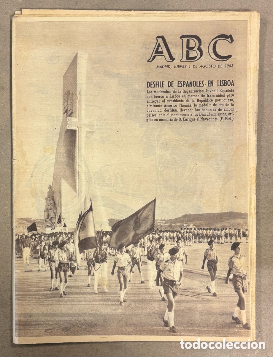 Coleccionismo de revistas y peri&oacute;dicos: ABC (1 AGOSTO 1963) DESFILES DE ESPA&Ntilde;OLES EN LISBOA, ASTILLEROS DE CADIZ, EL CORDOB&Eacute;S, REAL MADRID B