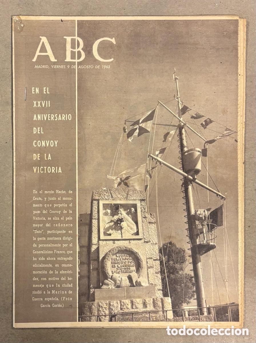 Collection Magazines and Newspapers: ABC (9 AGOSTO 1963) ANIVERSARIO DEL CONVOY DE LA VICTORIA, INUNDACIONES EN EIBAR, CALAS Y PLAYAS MAL