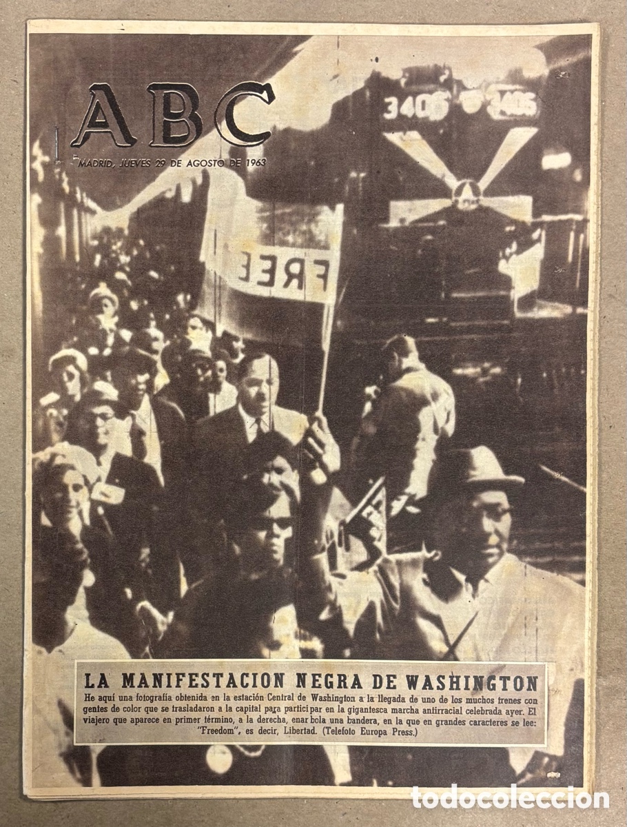 Colecionismo de Revistas e Jornais: ABC (29 AGOSTO 1963) LA MANIFESTACI&Oacute;N NEGRA DE WASHINGTON, ROMA 1-2 ATHLETIC BILBAO, ADHESI&Oacute;N SALAZA