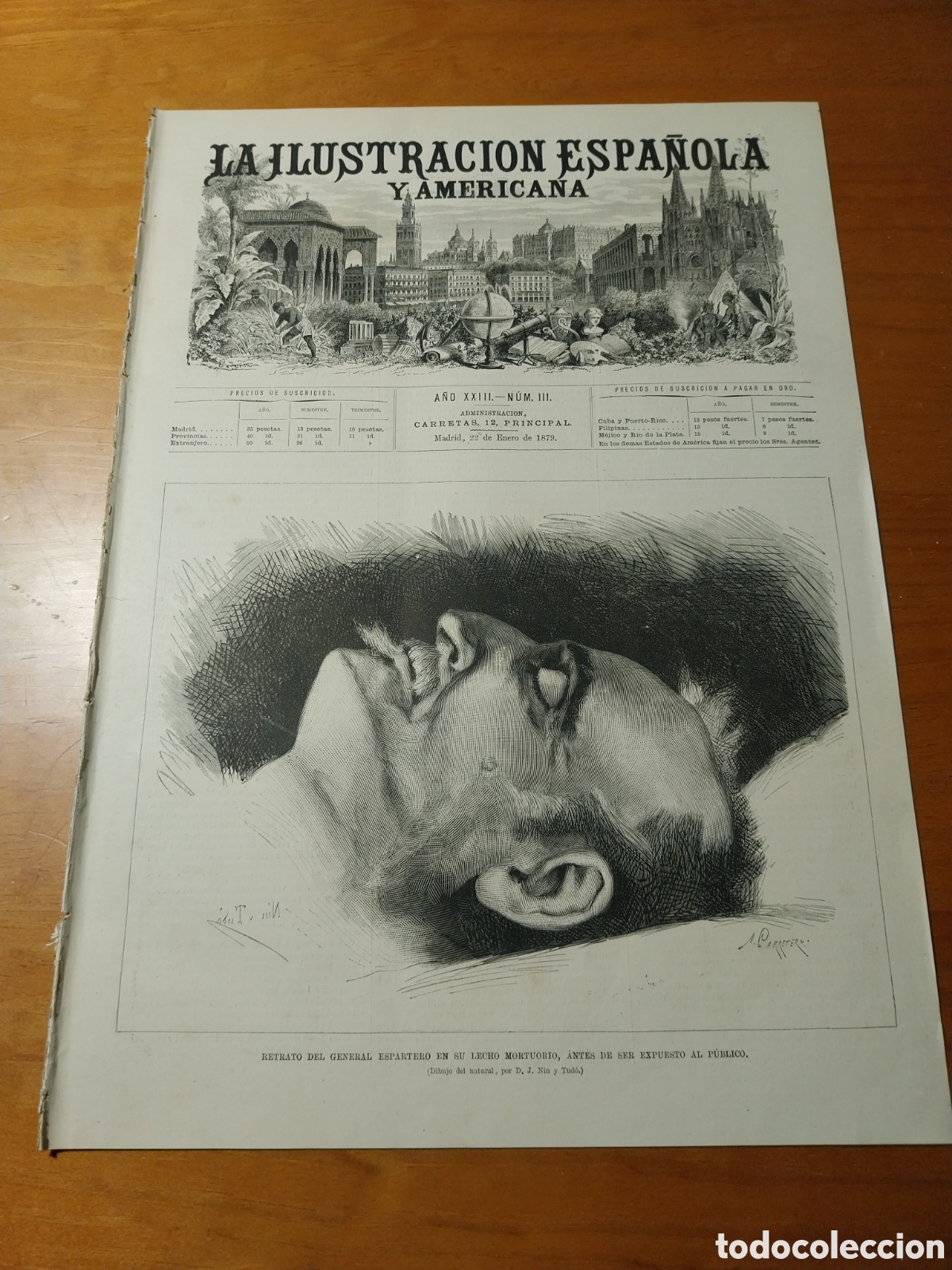 Collectionnisme de Revues et Journaux: REVISTA 1879 LOGRO&Ntilde;O ENTIERRO DE ESPARTERO. CARLOS V EN YUSTE. EXPOSICI&Oacute;N DE TRAJES Y ARMAS CATALU&Ntilde;A