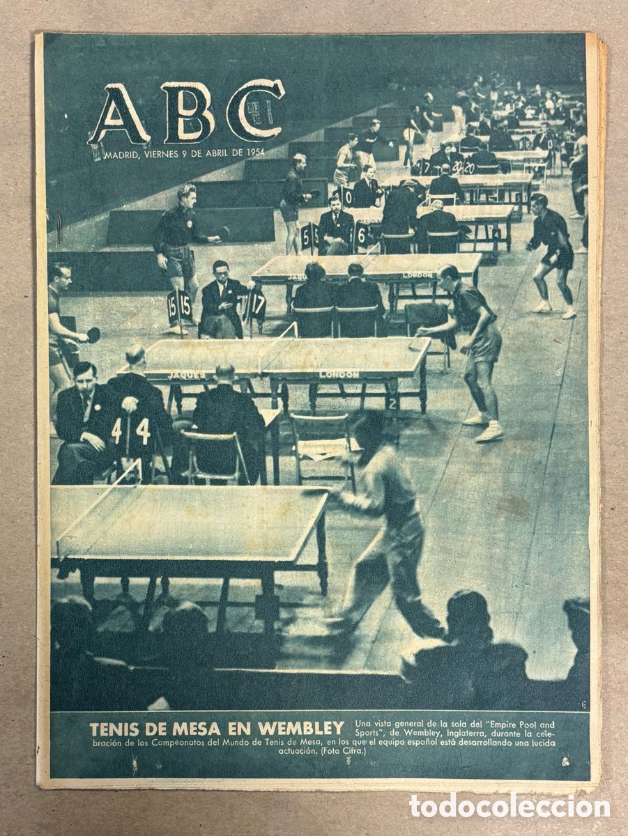Coleccionismo de revistas y peri&oacute;dicos: ABC (9 ABRIL 1954) TENIS DE MESA EN WEMBLEY, COLEGIO MAYOR NUESTRA SE&Ntilde;ORA DE GUADALUPE,..