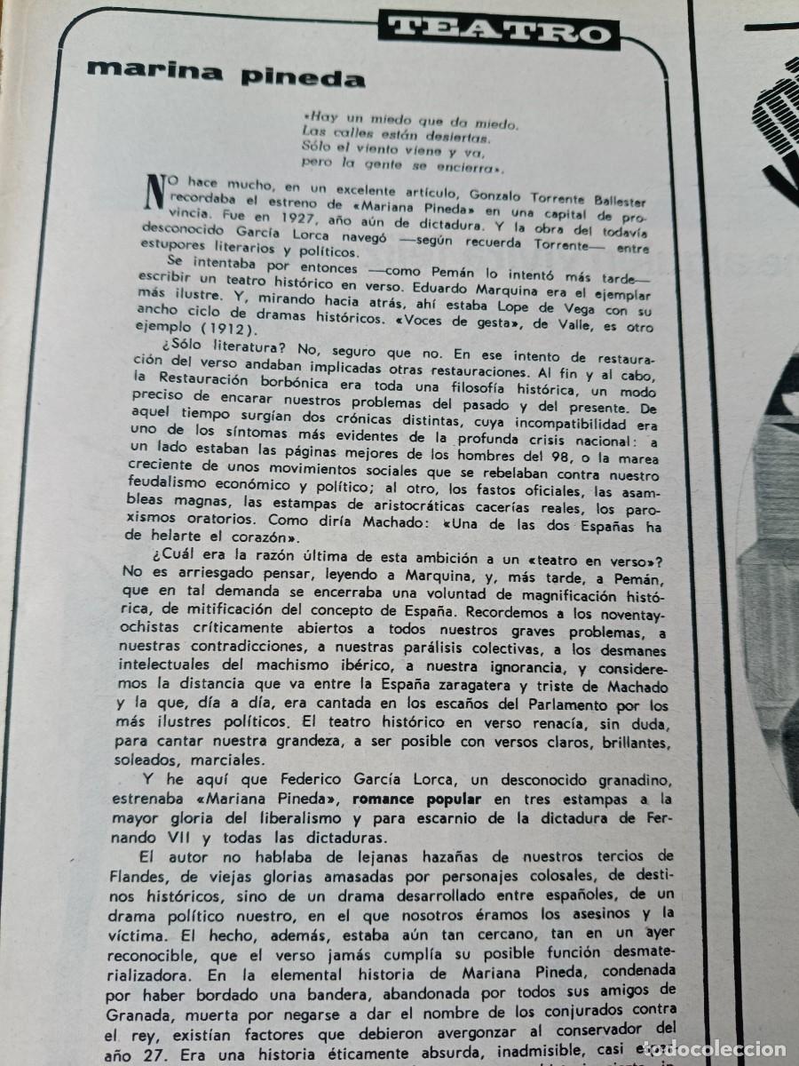 Coleccionismo de revistas y peri&oacute;dicos: COMENTARIO SOBRE MARIANA PINEDA DE GARC&Iacute;A LORCA POR JOS&Eacute; MONLE&Oacute;N. ART&Iacute;CULO DE TRIUNFO 1967