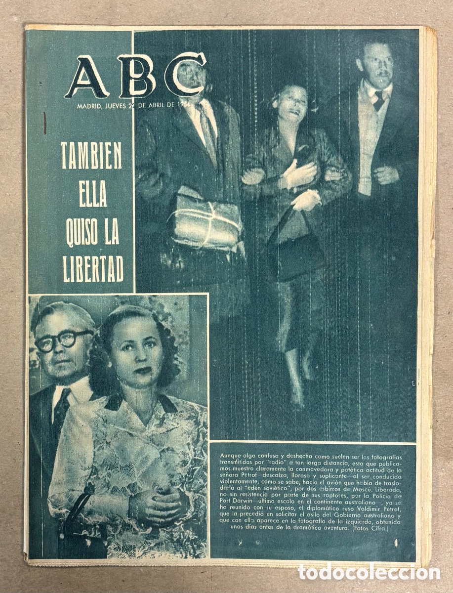 Coleccionismo de revistas y peri&oacute;dicos: ABC (22 ABRIL 1954) SE&Ntilde;ORA PETROF AUSTRALIA, FERNANDO FERNAN G&Oacute;MEZ (CARTEL ESTRENO PEL&Iacute;CULA REBELD&Iacute;A