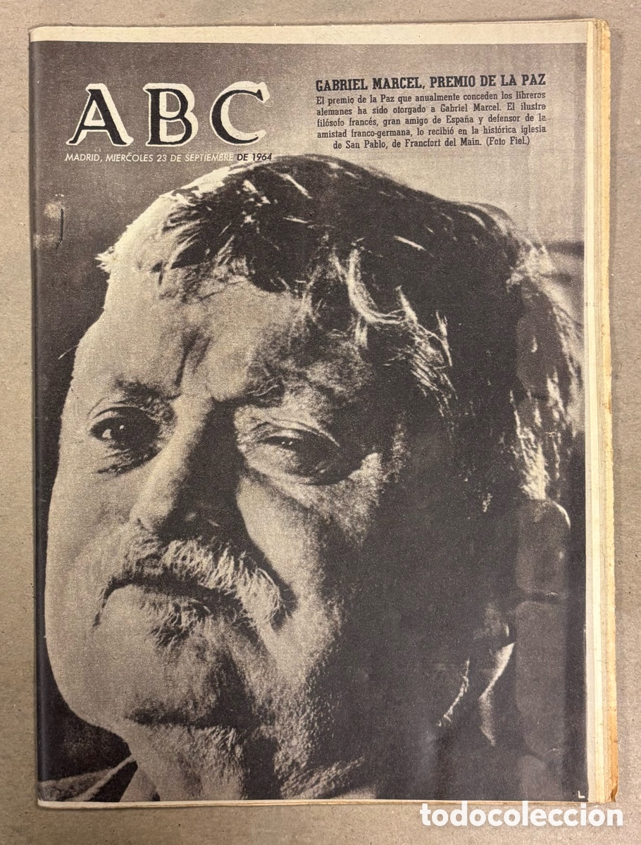 Collectionnisme de Revues et Journaux: ABC (23 SEPTIEMBRE 1964) GABRIEL MARCEL PREMIO DE LA PAZ, FUNERAL V&Iacute;CTIMAS DEL SIERRA DE ARANZAZU, L