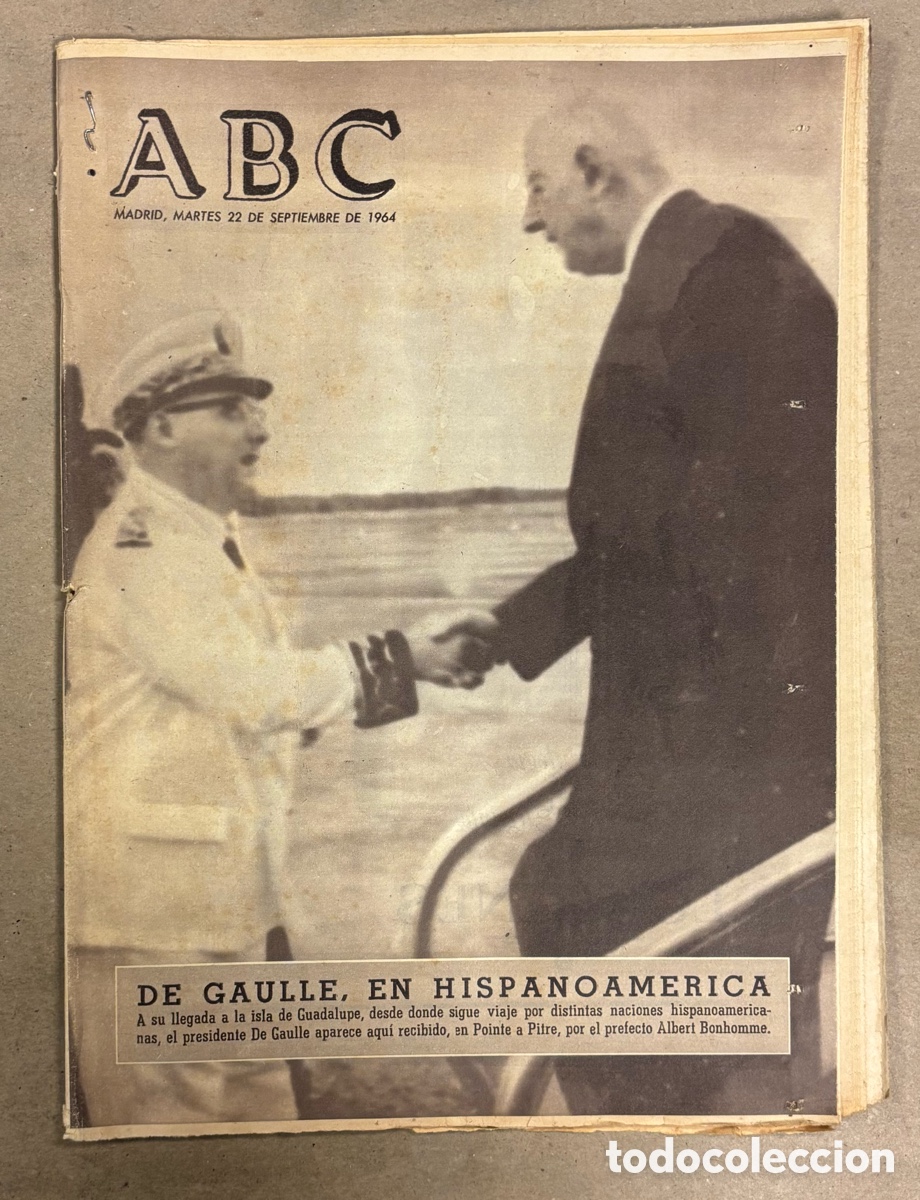 Coleccionismo de revistas y peri&oacute;dicos: ABC (22 SEPTIEMBRE 1964) DE GAULLE EN HISPANOAMERICA, INUNDACIONES EN LANZAROTE, GIBRALTAR ALCALDE