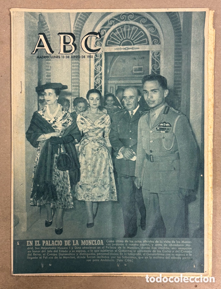 Collezionismo di Riviste e Giornali: ABC (13 JULIO 1955) REYES JORDANIA EN PALACIO MONCLOA, EL AGROMAN CAMPE&Oacute;N ESPA&Ntilde;A AFICIONADOS F&Uacute;TBOL