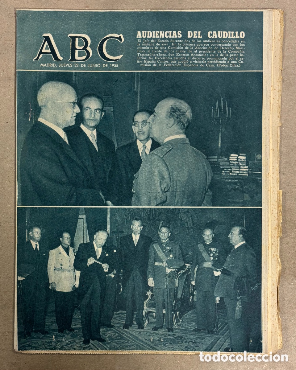Collezionismo di Riviste e Giornali: ABC (23 JUNIO 1955) AUDIENCIAS DEL CAUDILLO, SAN AGUST&Iacute;N DE LA FLORIDA, GENERAL JUAN VIG&Oacute;N,&hellip;