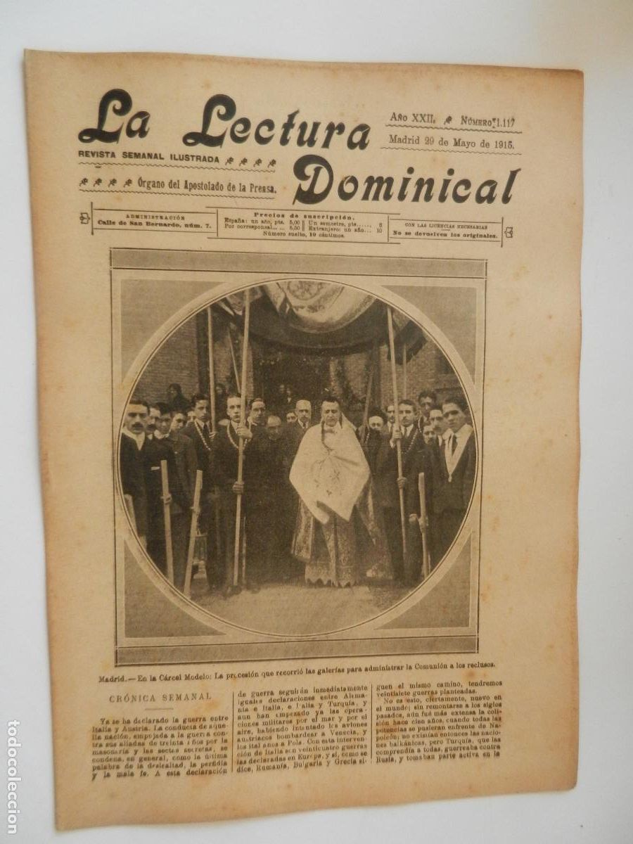 Collection Magazines and Newspapers: LA LECTURA DOMINICAL - N&ordm; 1117 - 05-1915 - REVISTA SEMANAL ILUSTRADA- DIVULGACION RELIGIOSA Y MORAL