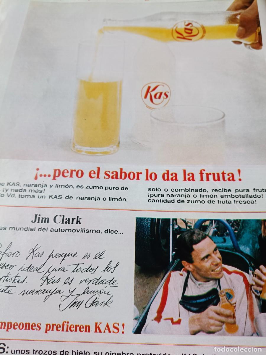 Collectionnisme de Revues et Journaux: JIM CLARK AS MUNDIAL DE AUTOMOVILISMO, ANUNCIA KAS LIM&Oacute;N Y GIN-KAS. 26X34 CM. 1967