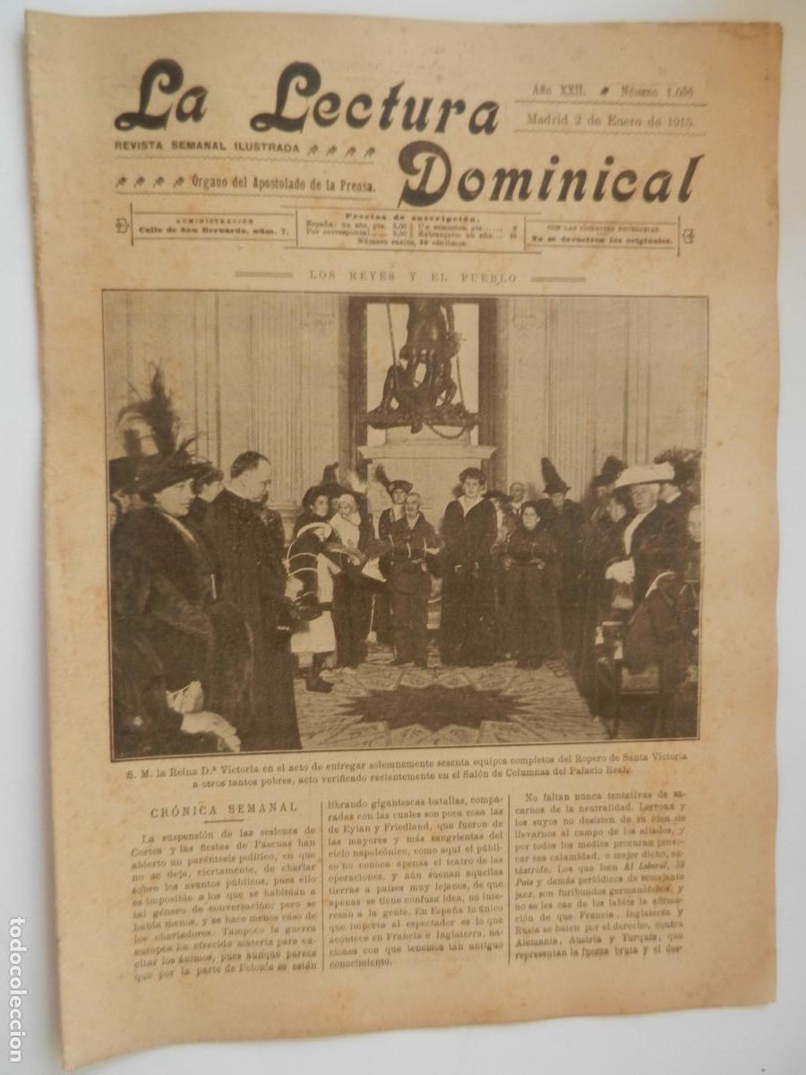 Collection Magazines and Newspapers: LA LECTURA DOMINICAL - N&ordm; 1096 - 01-1915 - REVISTA SEMANAL ILUSTRADA- DIVULGACION RELIGIOSA Y MORAL