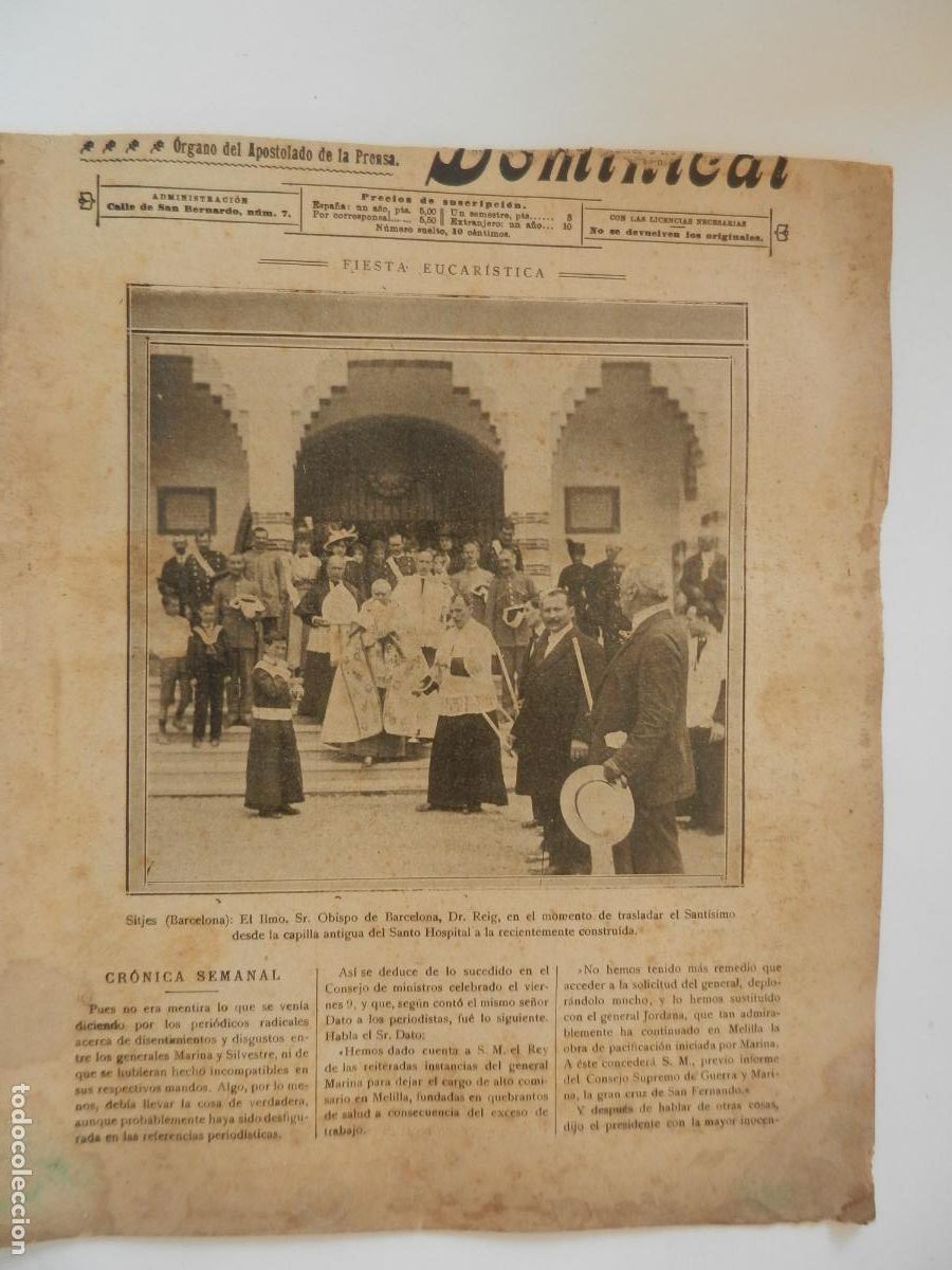 Sammeln von Zeitschriften und Zeitungen: LA LECTURA DOMINICAL - N&ordm; &iquest;?-1910 - REVISTA SEMANAL ILUSTRADA- DIVULGACION RELIGIOSA Y MORAL -- LE