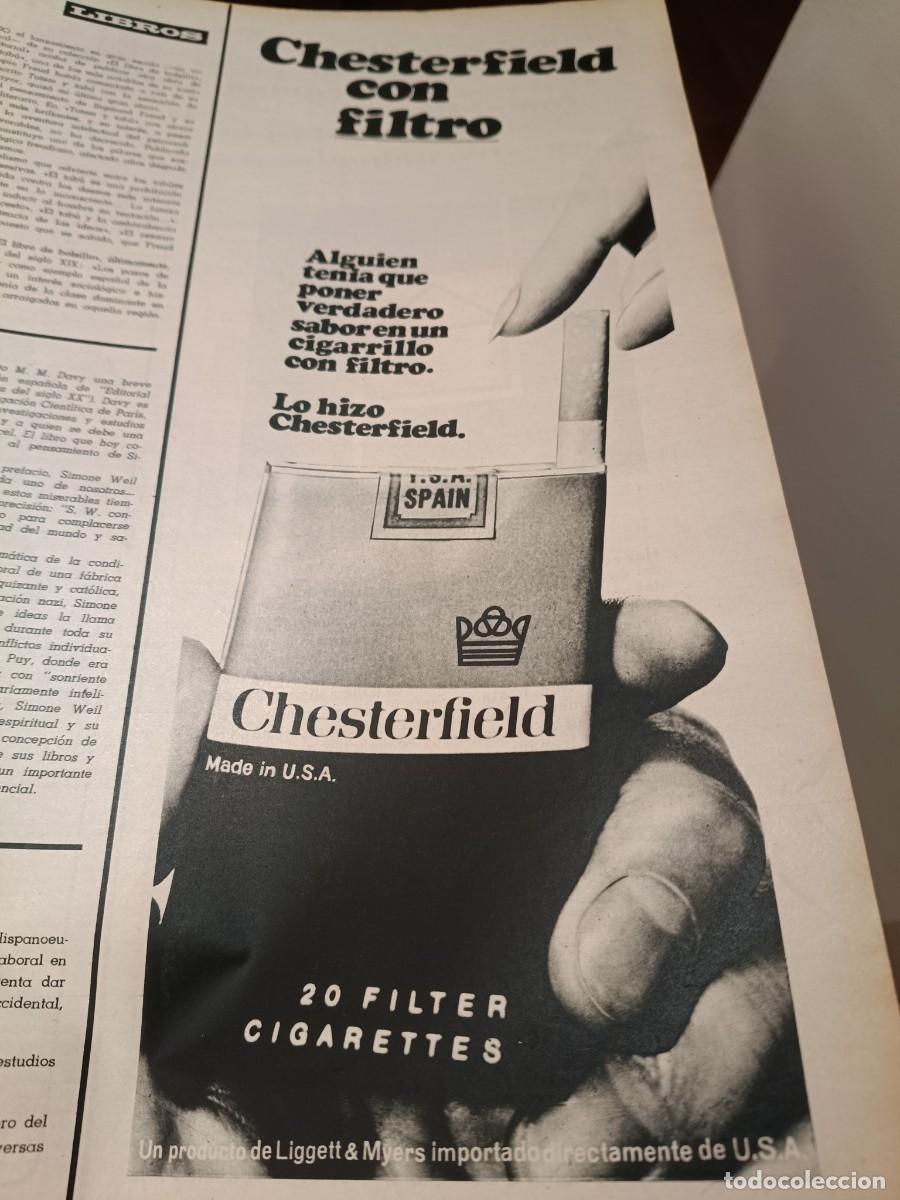 Coleccionismo de revistas y peri&oacute;dicos: PUBLICIDAD VINTAGE. ANUNCIO DE CIGARRILLOS CHESTERFIELD CON FILTRO. 13X34 CM. 1967