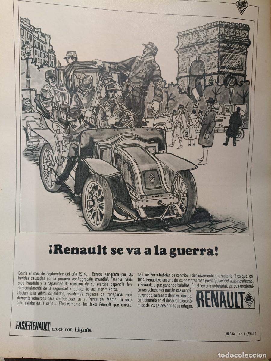 Coleccionismo de revistas y peri&oacute;dicos: PUBLICIDAD VINTAGE. ANUNCIO DE AUTOM&Oacute;VILES RENAULT EN LA I GUERRA MUNDIAL. 26X34 CM. 1967