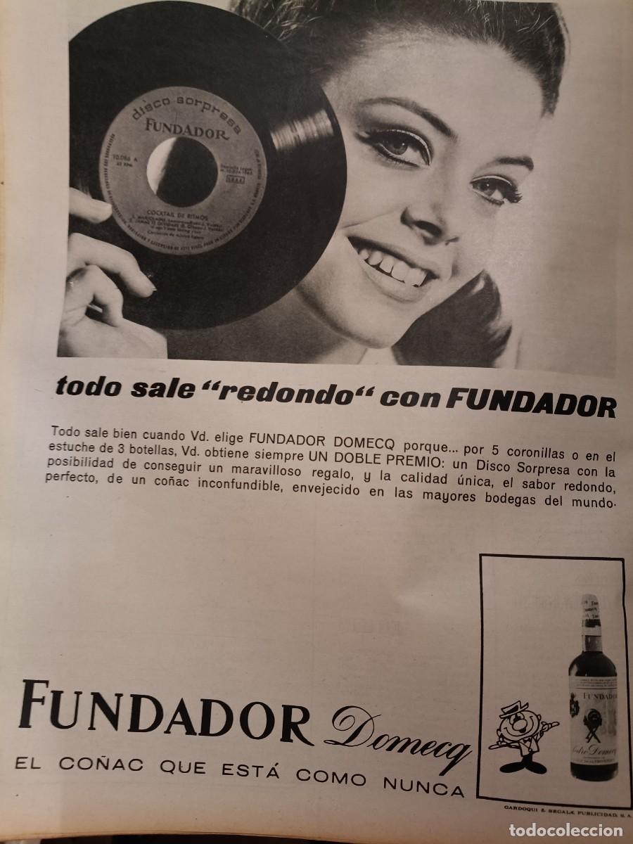 Coleccionismo de revistas y peri&oacute;dicos: PUBLICIDAD VINTAGE. ANUNCIO DE BRANDY FUNDADOR DE DOMECQ CON REGALO DE DISCO SINGLE. 26X34 CM. 1967