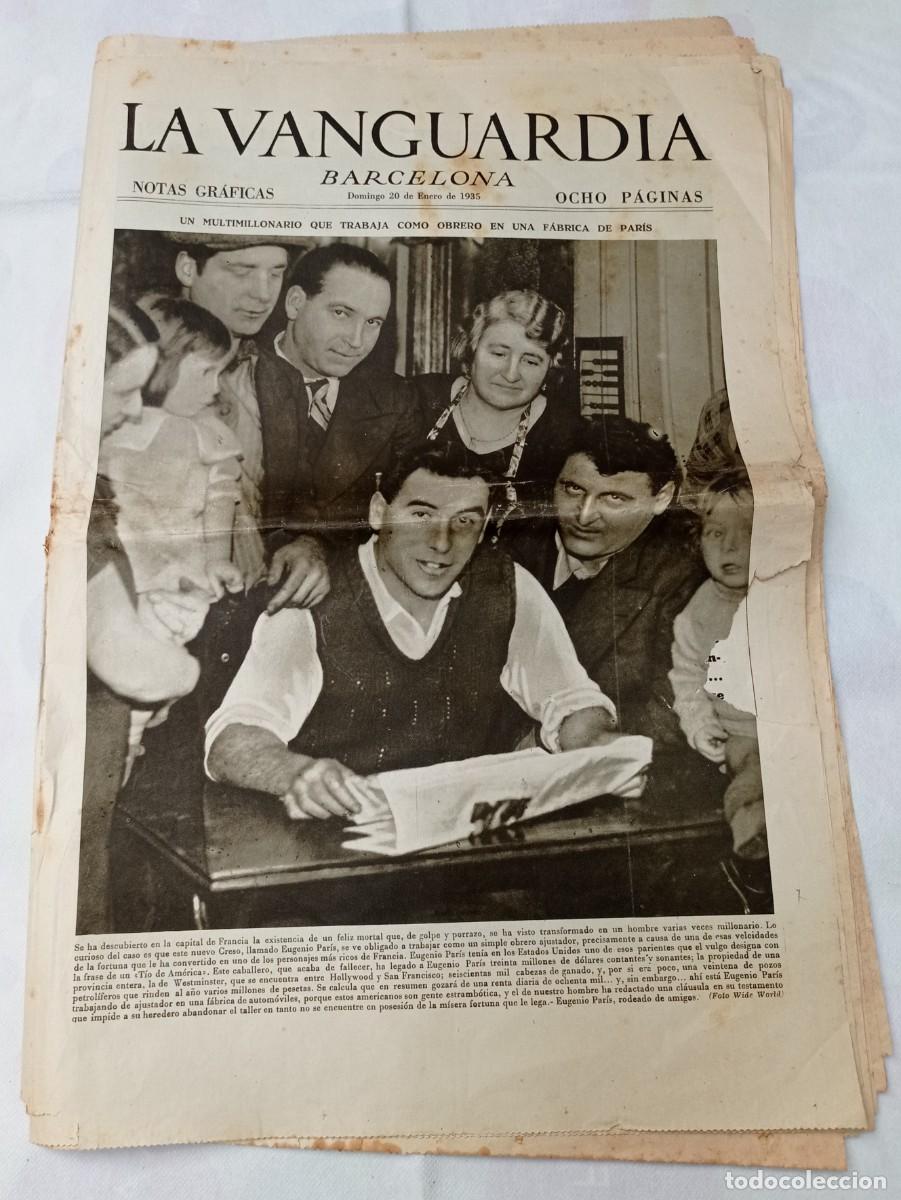 Sammeln von Zeitschriften und Zeitungen: LA VANGUARDIA, 8 P&Aacute;GINAS + EL PERIODICO 20 DE ENERO DE 1935 FORD, REGIMIENTO AMERICAN, ROCA, MONACO