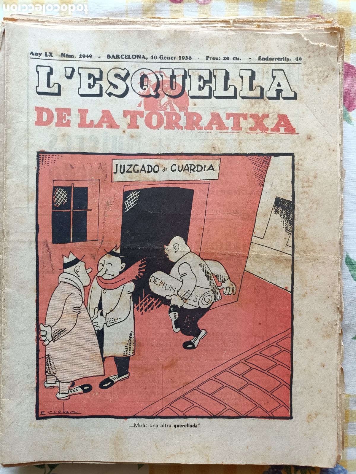 Coleccionismo de revistas y peri&oacute;dicos: L'Esquella de la Torratxa n&ordm; 2949 10 de gener de 1936 Pre Guerra Civil Esquella