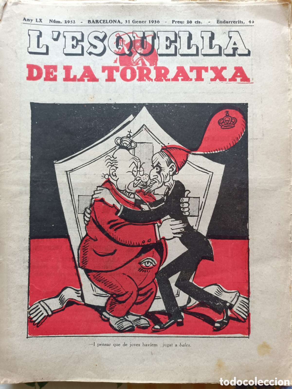 Coleccionismo de revistas y peri&oacute;dicos: L'Esquella de la Torratxa n&ordm; 2952 31 de gener de 1936 Pre Guerra Civil Esquella