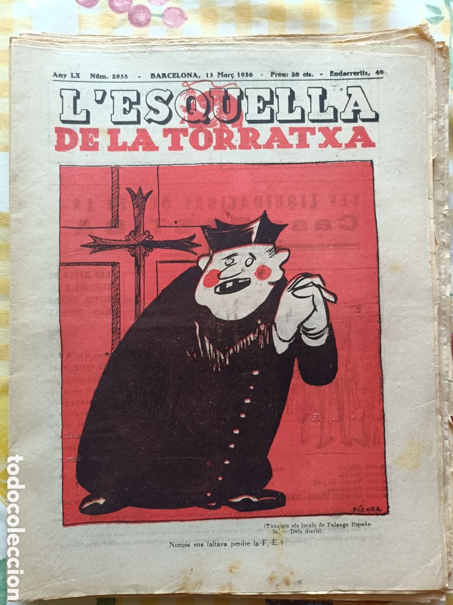 Coleccionismo de revistas y peri&oacute;dicos: L'Esquella de la Torratxa n&ordm; 2958 13 de mar&ccedil; de 1936 Pre Guerra Civil Esquella