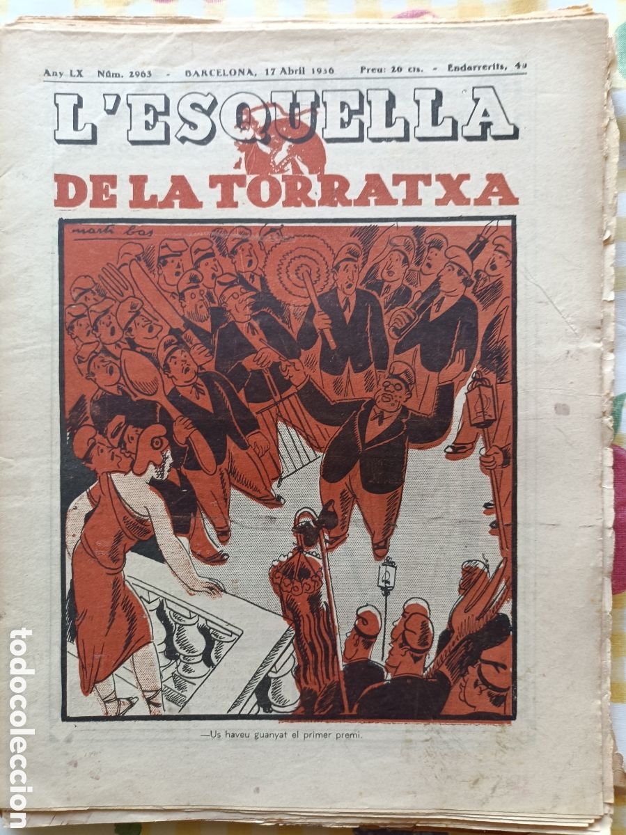 Collezionismo di Riviste e Giornali: L'Esquella de la Torratxa n&ordm; 2963 17 d'abril de 1936 Pre Guerra Civil Esquella