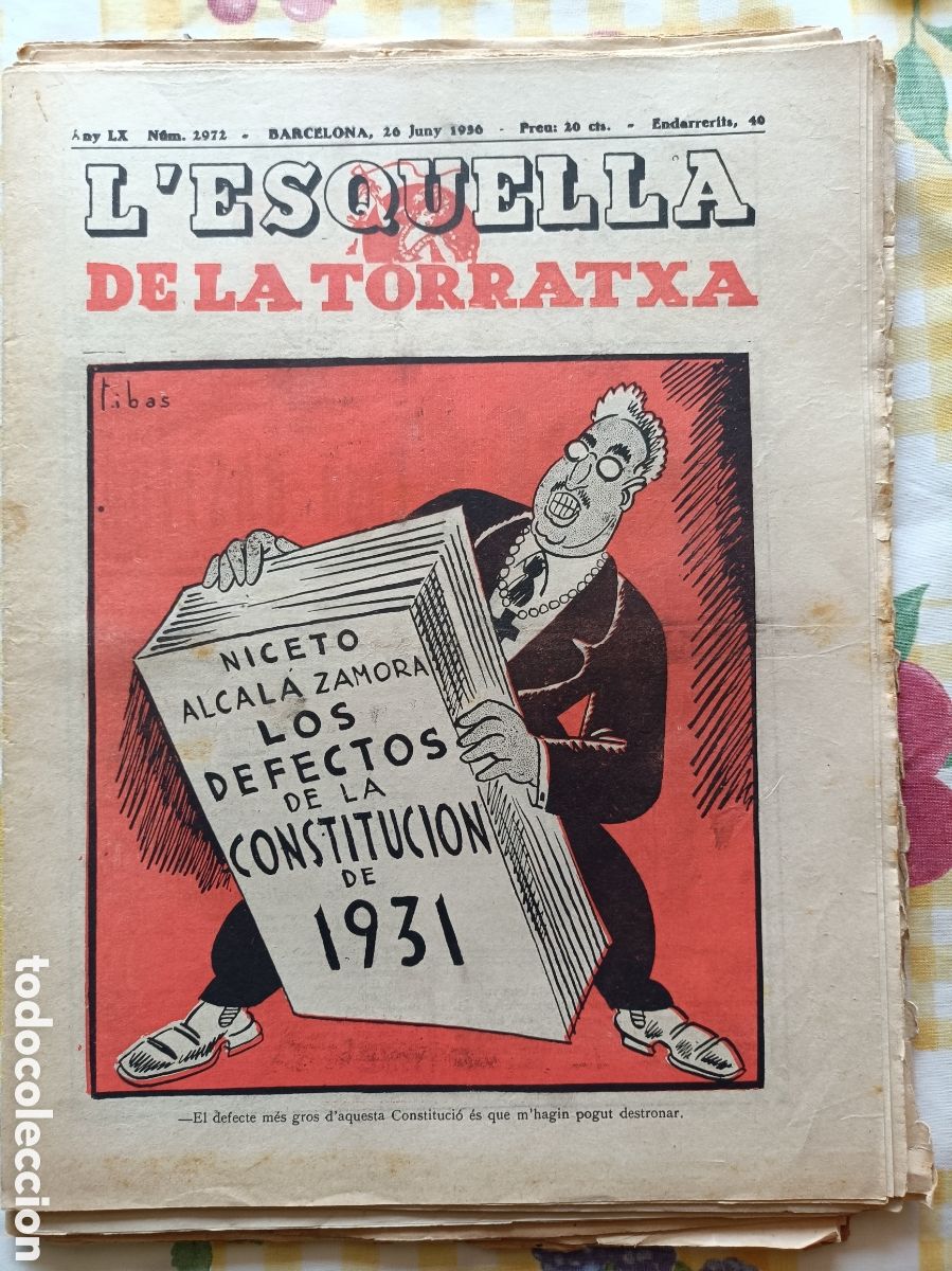Colecionismo de Revistas e Jornais: L'Esquella de la Torratxa n&ordm; 2972 26 de juny de 1936 Pre Guerra Civil Esquella