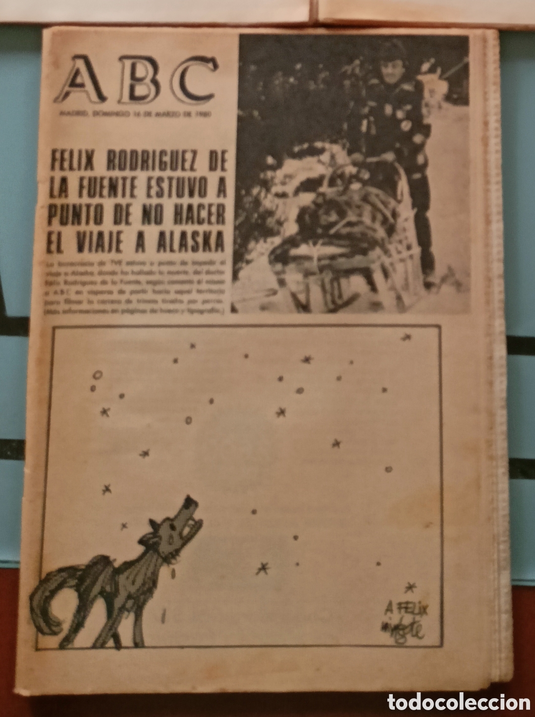 Colecionismo de Revistas e Jornais: Peri&oacute;dico ABC 16 marzo 1980. Felix Rodr&iacute;guez de la Fuente. Mingote. Lobo