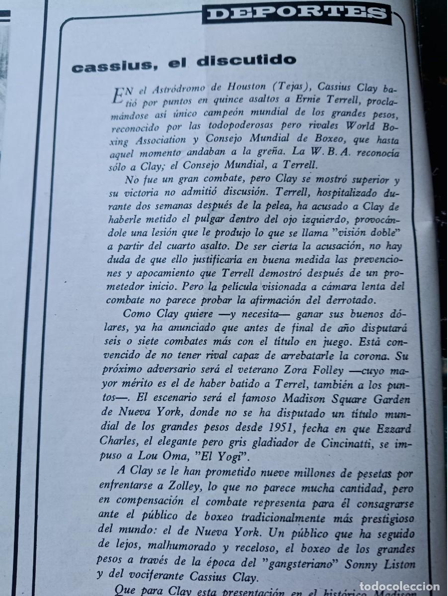 Coleccionismo de revistas y peri&oacute;dicos: BOXEO:CASSIUS CLAY CAMPE&Oacute;N MUNDIAL INDISCUTIBLE DE LOS GRANDES PESOS. ART&Iacute;CULO DE TRIUNFO 1967