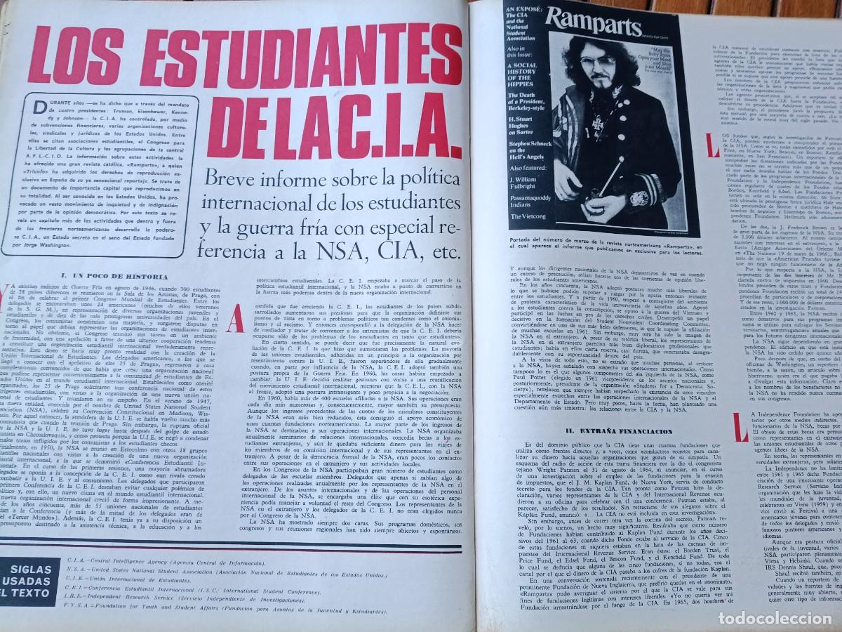 Coleccionismo de revistas y peri&oacute;dicos: MANIPULACI&Oacute;N DE LA C.I.A. A TRAV&Eacute;S DE LOS ESTUDIANTES. 6 P&Aacute;GINAS DE TRIUNFO 1967
