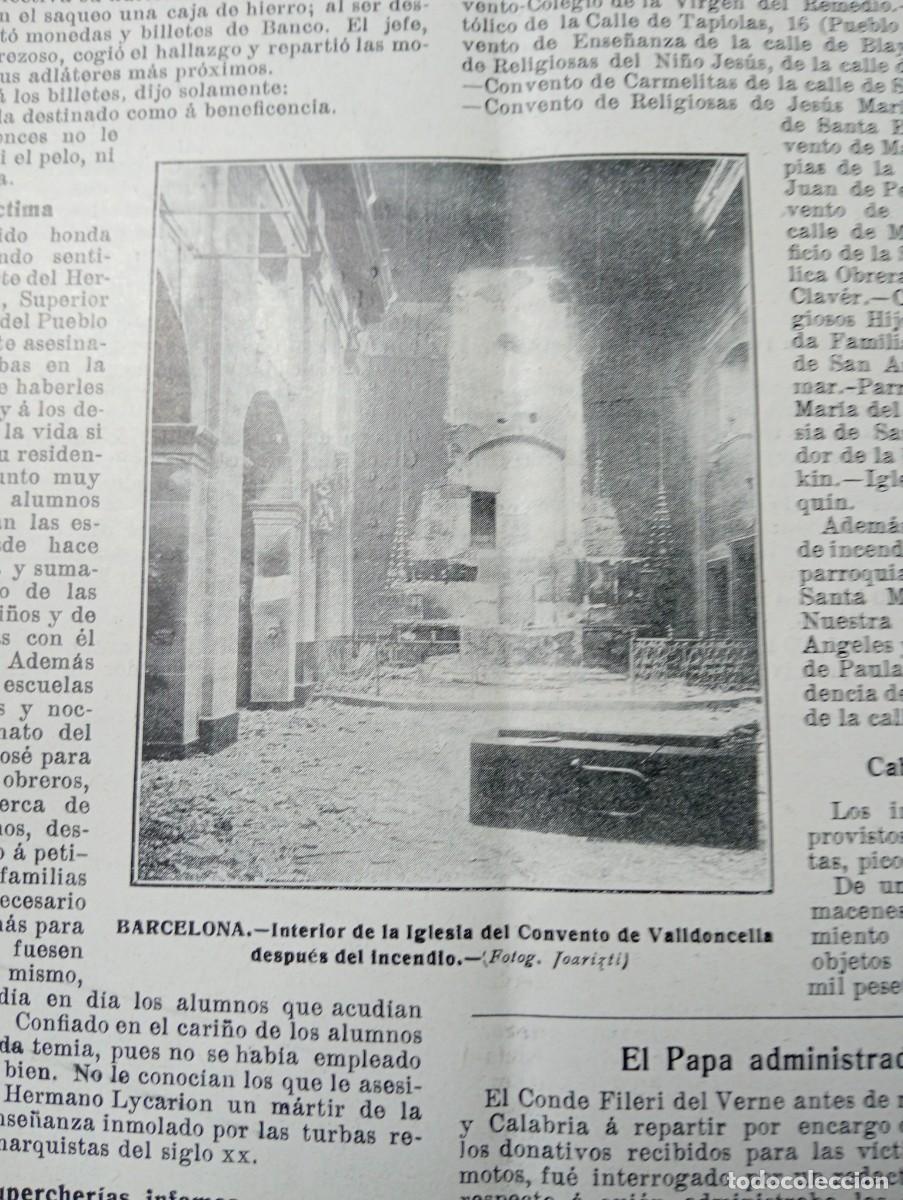 Coleccionismo de revistas y peri&oacute;dicos: REVISTA A&Ntilde;O 1909 SEMANA TRAGICA EN MANRESA SANTA CLARA SABADELL SAN FELIX CONVENTO DE VALLDONZELLA