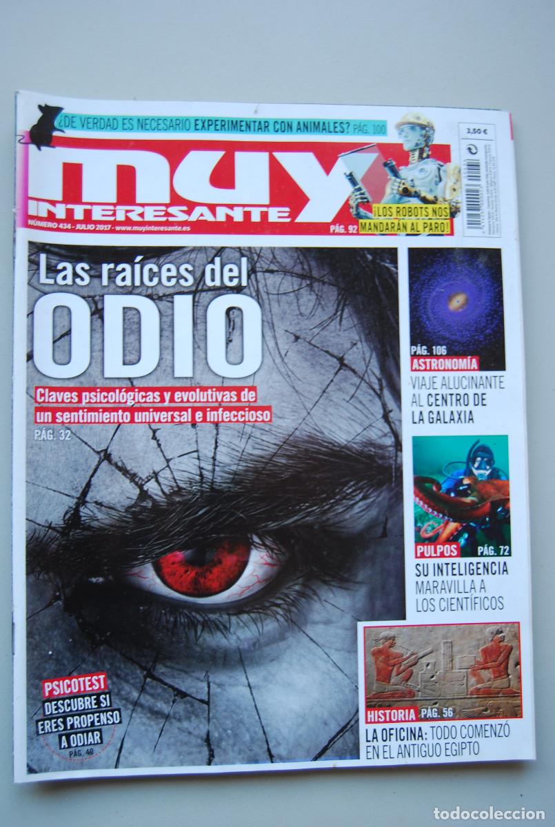 Coleccionismo de revistas y peri&oacute;dicos: MUY INTERESANTE.NUM.434- 2017 : RAICES DEL ODIO-EXPERIMENTAR CON ANIMALES-PULPOS-CENTRO DE LA GALAXI