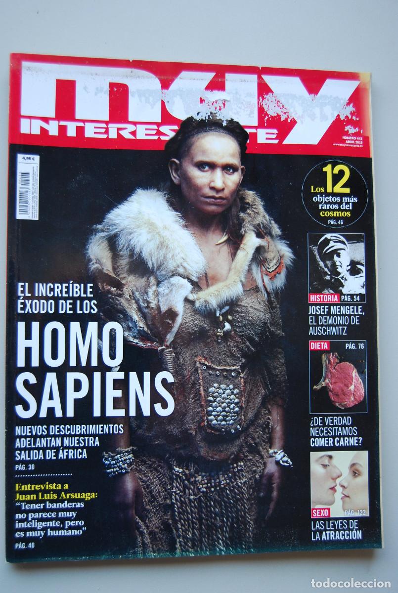 Coleccionismo de revistas y peri&oacute;dicos: MUY INTERESANTE.NUM.443- 2018 : HOMO SAPIENS-12 OBJETOS RAROS-JOSEF MENGELE-COMER CARNE