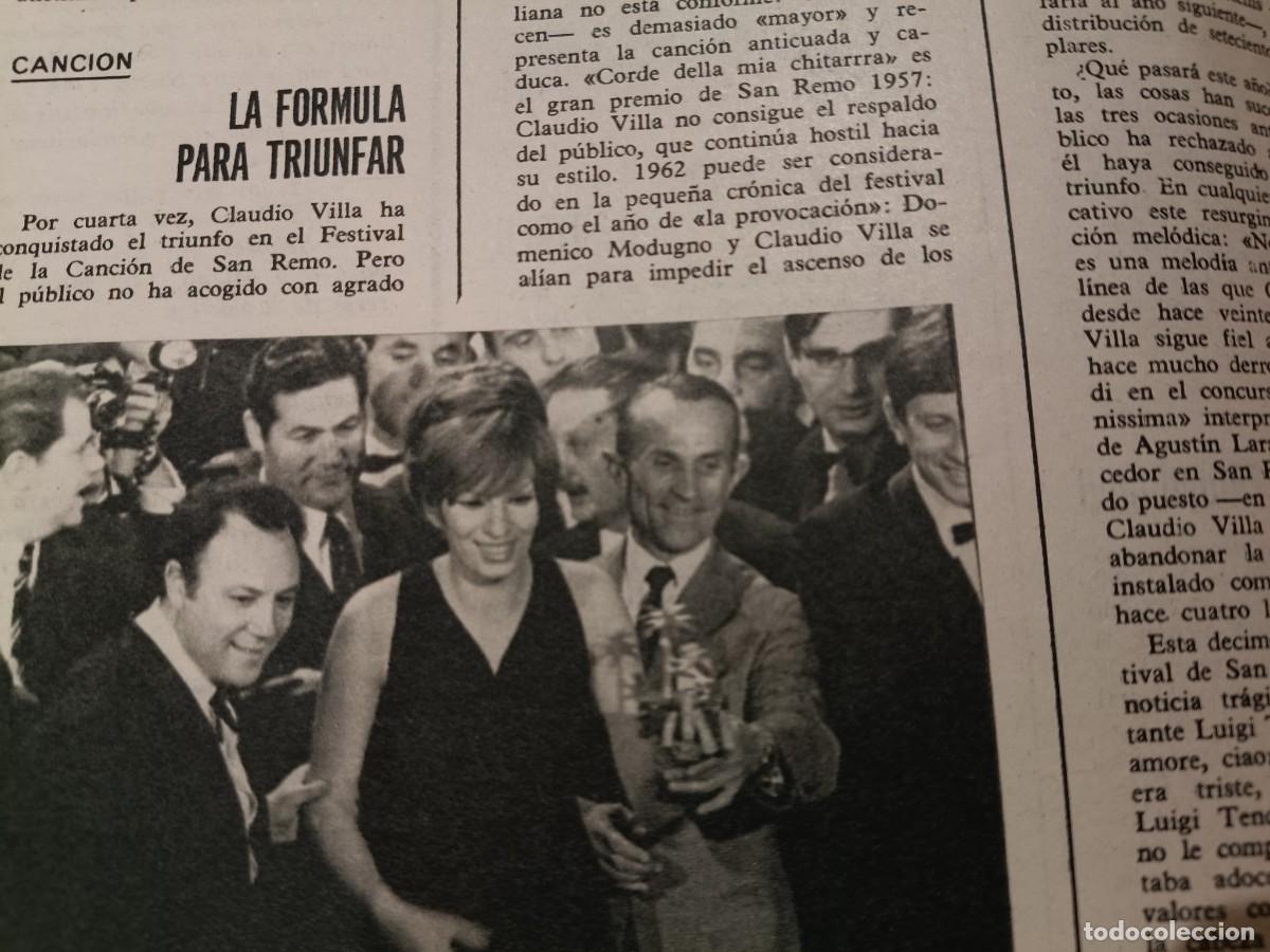Coleccionismo de revistas y peri&oacute;dicos: CLAUDIO VILLA TRIUNFADOR DEL FESTIVAL DE LA CANCI&Oacute;N DE SAN REMO. PEQUE&Ntilde;O ART&Iacute;CULO DE TRIUNFO 1967