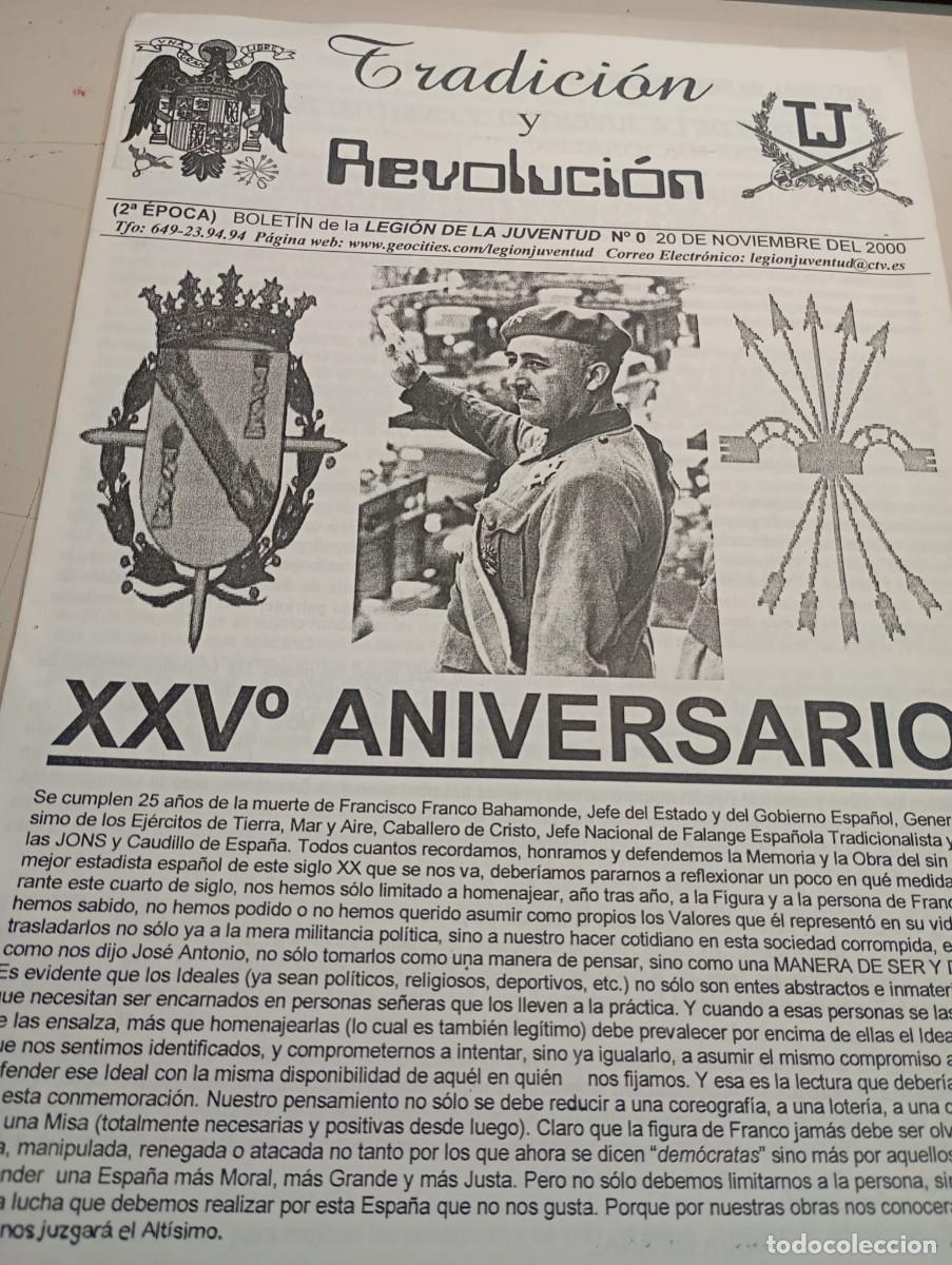 Coleccionismo de revistas y peri&oacute;dicos: BOLETIN TRADICI&Oacute;N Y REVOLUCI&Oacute;N. LEGI&Oacute;N DE LA JUVENTUD N&ordm; 0. 20-N DEL 2000. REF. UR EST