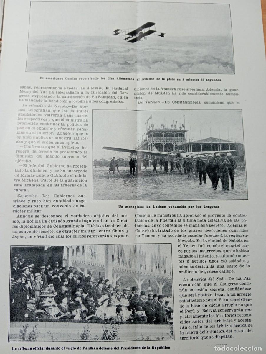 Coleccionismo de revistas y peri&oacute;dicos: REVISTA A&Ntilde;O 1909 SEMANA TRAGICA SALESIANOS PRIMERA MISA LATHAM BLERIOT CURTISS AVIACION