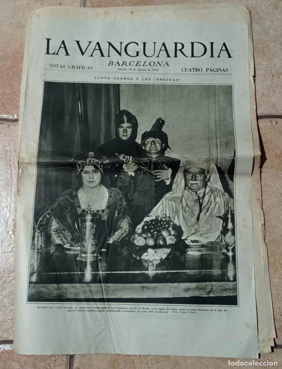 Coleccionismo de revistas y peri&oacute;dicos: LA VANGUARDIA, 4 P&Aacute;G. + PERIODICO EL 18 DE AGOSTO 1934 LLOYD GEORGE, JAP&Oacute;N, J&Agrave;TIVA, GOEBBELS, MOY&Agrave;
