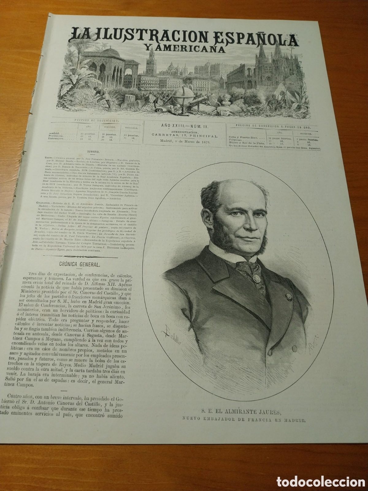 Coleccionismo de revistas y peri&oacute;dicos: REVISTA 1879 CADIZ LLEGADA VAPOR ESPA&Ntilde;A.RECUERDOS EXPEDICION A JOLO.COLEGIO PRINERA CLASE D TARRASA