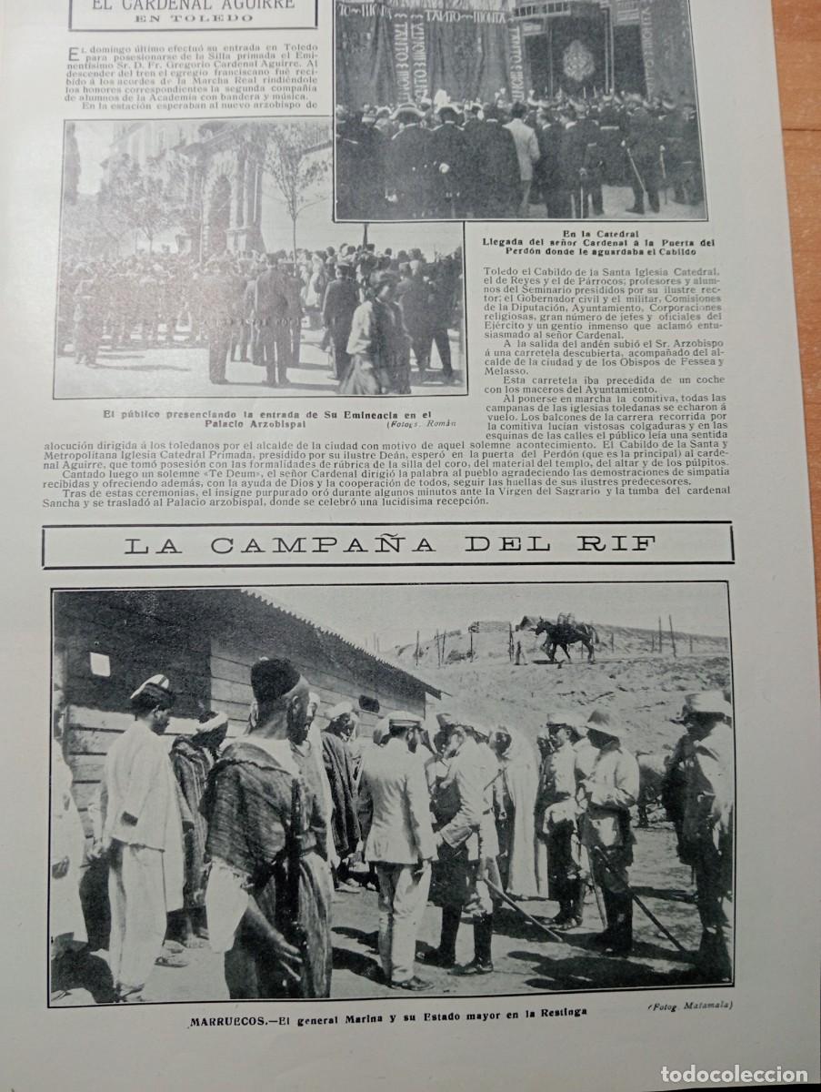Coleccionismo de revistas y peri&oacute;dicos: REVISTA A&Ntilde;O 1909 EL CARDENAL AGUIRRE VISITA TOLEDO RIF RIFF GENERAL MARINA DIVISION TOVAR MARRUECOS