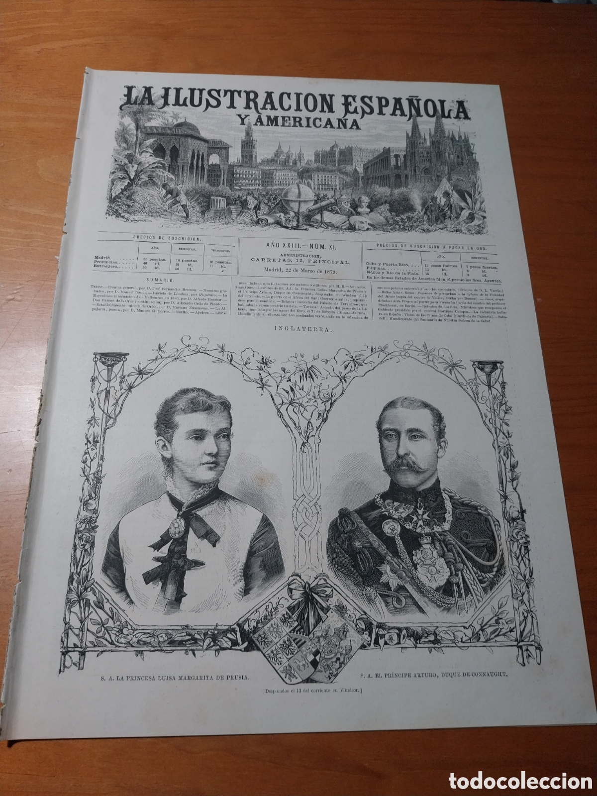 Coleccionismo de revistas y peri&oacute;dicos: REVISTA 1879 TORTOSA PASEO RIBERA .CORU&Ntilde;A PRESIDIO.MINISTROS DEL 8 MARZO 1879.MINAS DE ORB&Oacute;.SABADELL