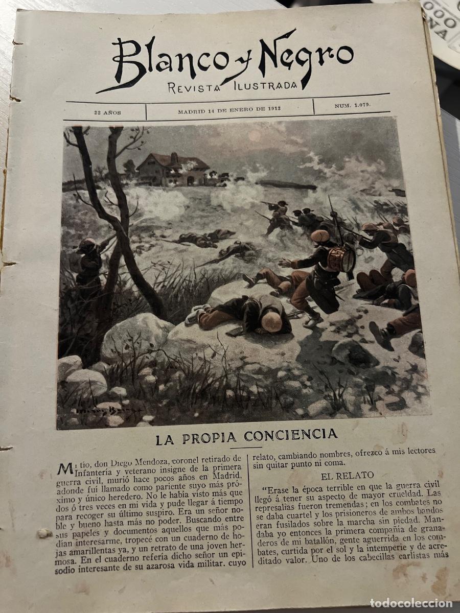 Coleccionismo de revistas y peri&oacute;dicos: BLANCO Y NEGRO. N&ordm; 1079. A&Ntilde;O 1912. MAR&Iacute;A GUERRERO. OPERACIONES EN MELILLA. TEMPORAL EN BARCELONA.