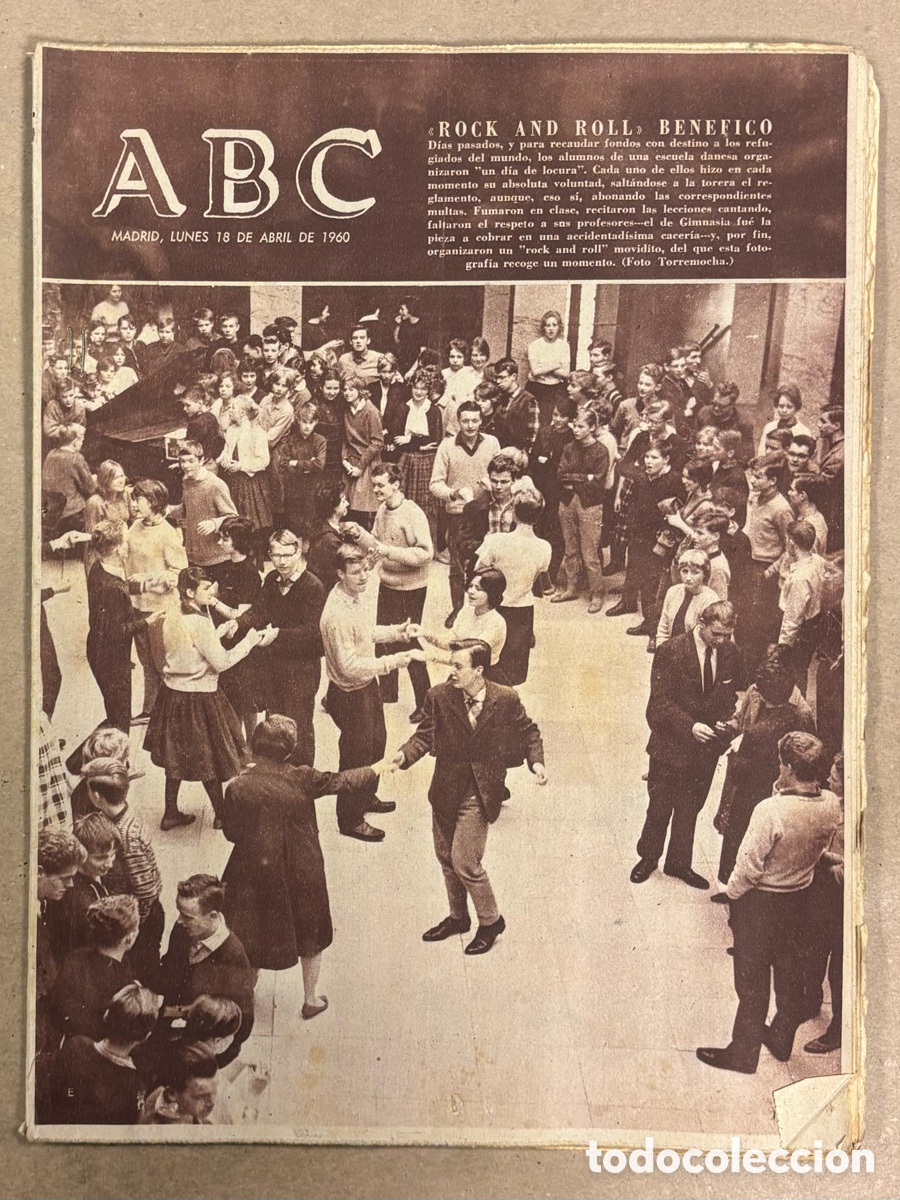 Coleccionismo de revistas y peri&oacute;dicos: ABC (18 ABRIL 1960) ROCK AND ROLL BEN&Eacute;FICO, CAMPO MENDIZORROZA VITORIA, BARCELONA LIDER POR CENTESIM