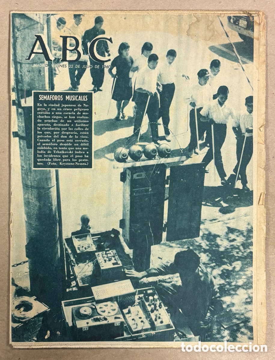 Coleccionismo de revistas y peri&oacute;dicos: ABC (22 JULIO 1960) SEM&Aacute;FOROS MUSICALES PARA CIEGOS, RETIRADA TROPAS BELGAS DEL CONGO,&hellip;