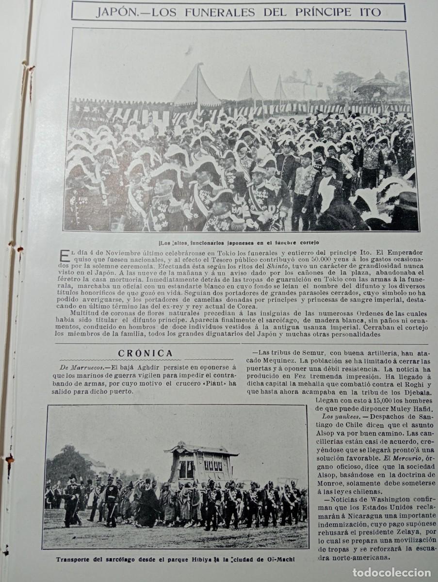 Coleccionismo de revistas y peri&oacute;dicos: REVISTA A&Ntilde;O 1909 MONUMENTO A MORET EN CADIZ FUNERAL DEL PRINCIPE ITO DE JAPON