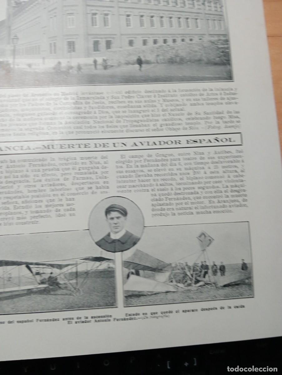 Coleccionismo de revistas y peri&oacute;dicos: REVISTA A&Ntilde;O 1909 MUERTE DEL AVIADOR ESPA&Ntilde;OL ANTONIO FERNANDEZ EN NIZA FRANCIA