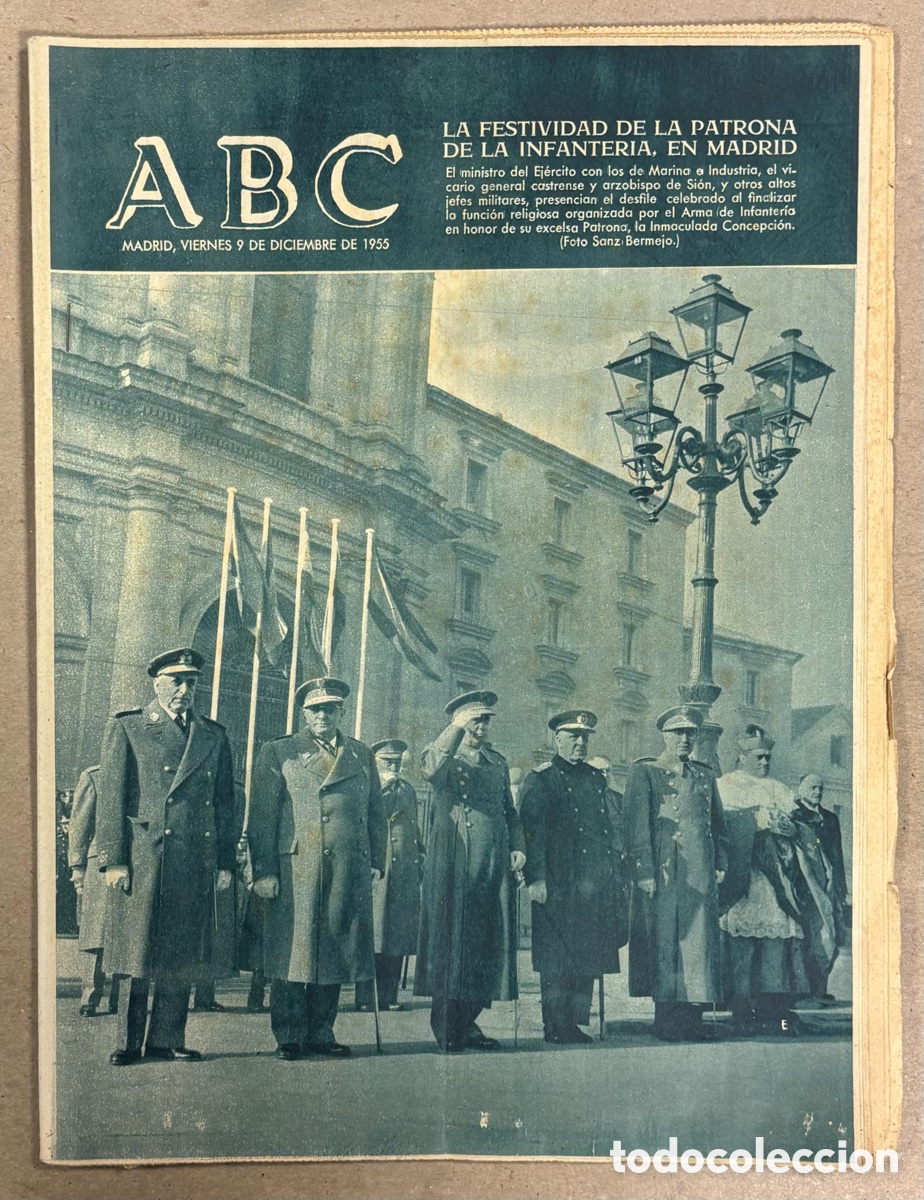 Coleccionismo de revistas y peri&oacute;dicos: ABC (9 DICIEMBRE 1955) FESTIVIDAD PATRONA INFANTER&Iacute;A MADRID, COMPA&Ntilde;&Iacute;A ASTURIANA MINAS HINOJEDO