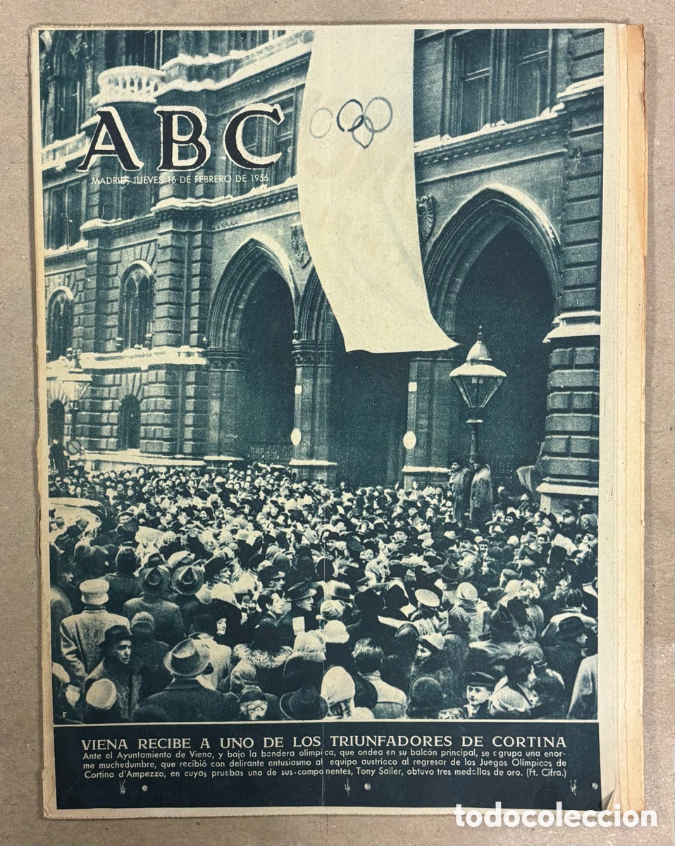 Coleccionismo de revistas y peri&oacute;dicos: ABC (16 FEBRERO 1956) VIENA RECIBE TRIUNFADORES JUEGOS OL&Iacute;MPICOS CORTINA, NUEVOS MINISTROS