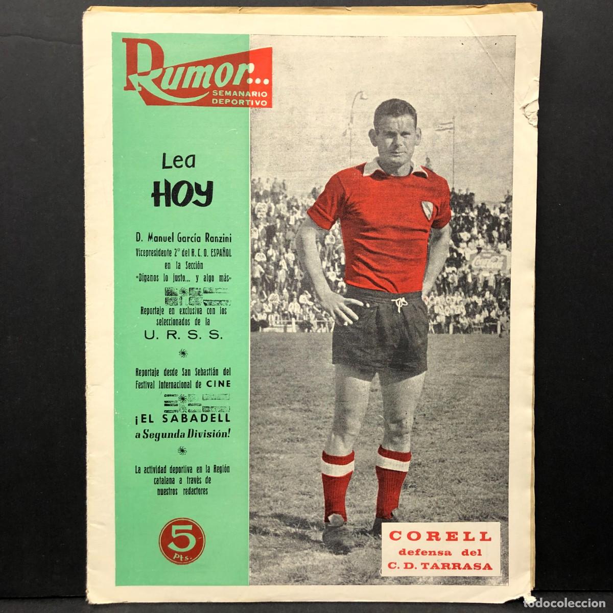 Coleccionismo de revistas y peri&oacute;dicos: REVISTA - RUMOR, SEMANARIO DEPORTIVO - A&Ntilde;O I - N&ordm;22 - CORELL - U. D. L&Eacute;RIDA / 1295
