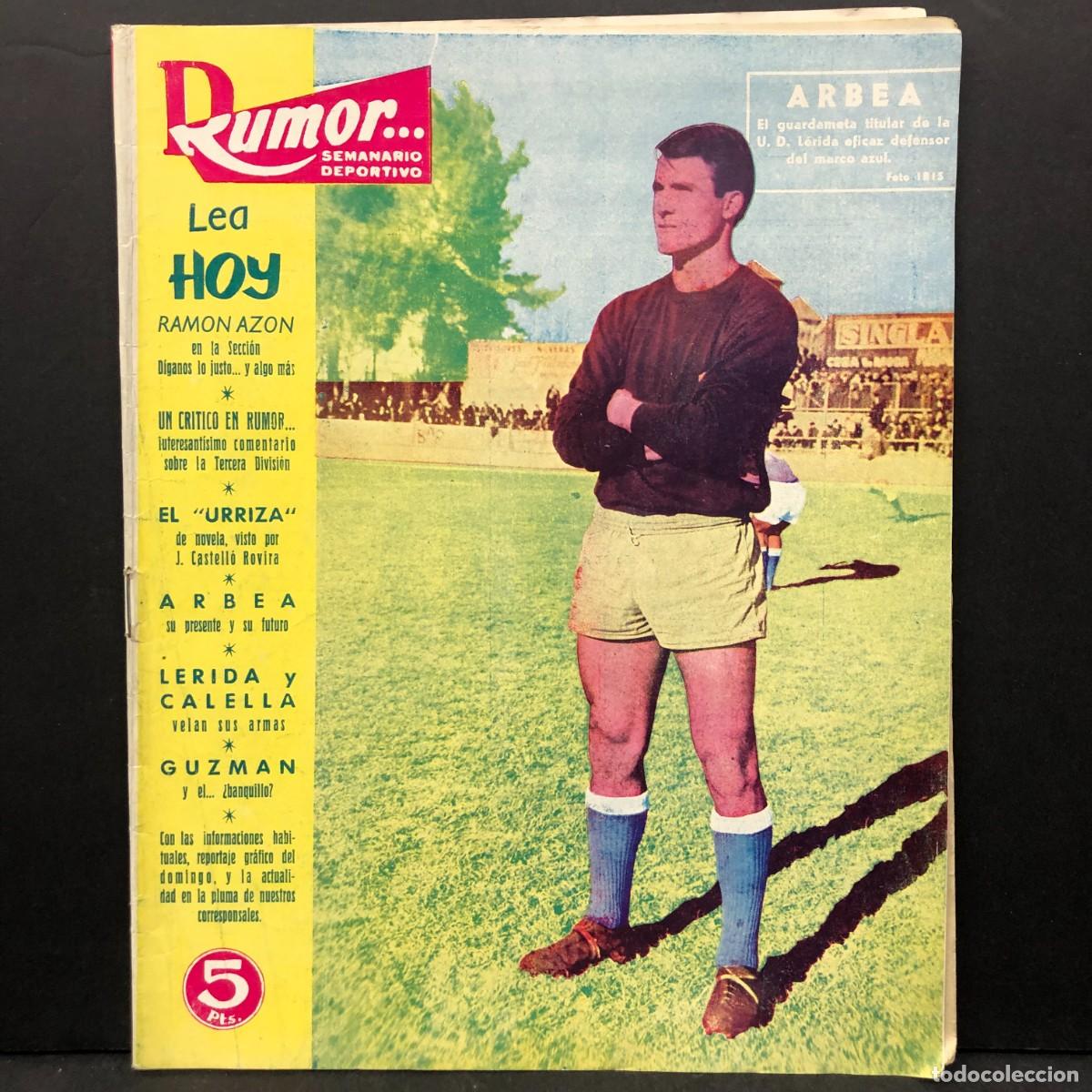 Coleccionismo de revistas y peri&oacute;dicos: REVISTA - RUMOR, SEMANARIO DEPORTIVO - A&Ntilde;O I - N&ordm;4 - ARBEA - U. D. L&Eacute;RIDA / 1297